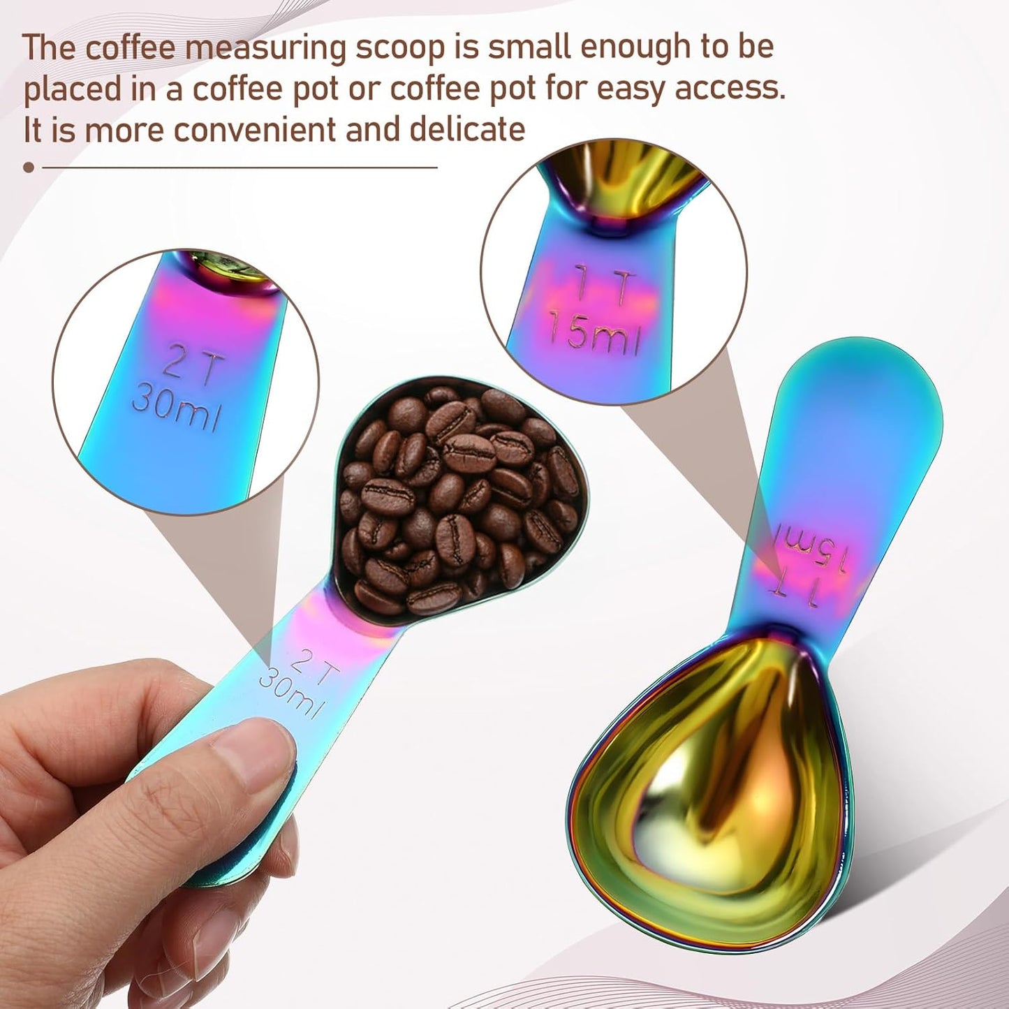 2 Pcs Stainless Steel Coffee Scoop Set 1 & 2 Tbsp Measuring Spoons Short Handle Coffee Measuring Scoop Metal Tbsp Scoops for Coffees Beans Tea Sugar