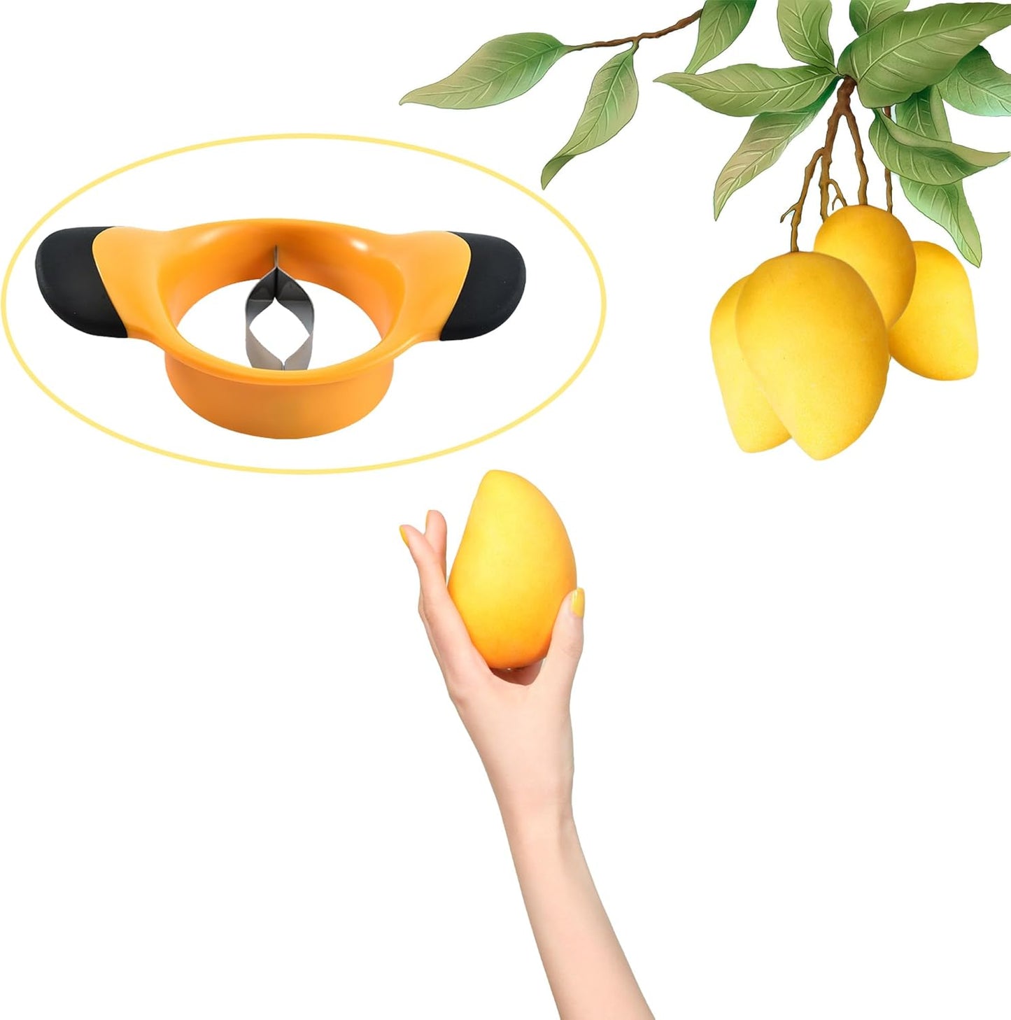 Mango Slicer, Peeler and Pit Remover Tool, ZLMC Mango Splitter, Mango Slicer Cutter Pitter, with Grip Handle