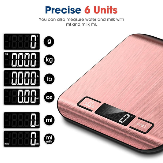 Mik-Nana Food Scale, 22lb Digital Kitchen Scale Weight Grams and Ounces for Baking Cooking Coffee Package Postage, 6 Units with Tare Function, LCD Display, Easy Clean Stainless Steel