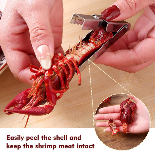 2025 New Stainless Steel Crawfish Peeler Tool,Crawfish Quick Peeler,Efficient Easily Peeling Shrimp Tails,Clean Convenient and Smart Seafood Sheller Tool for Families and Restaurants