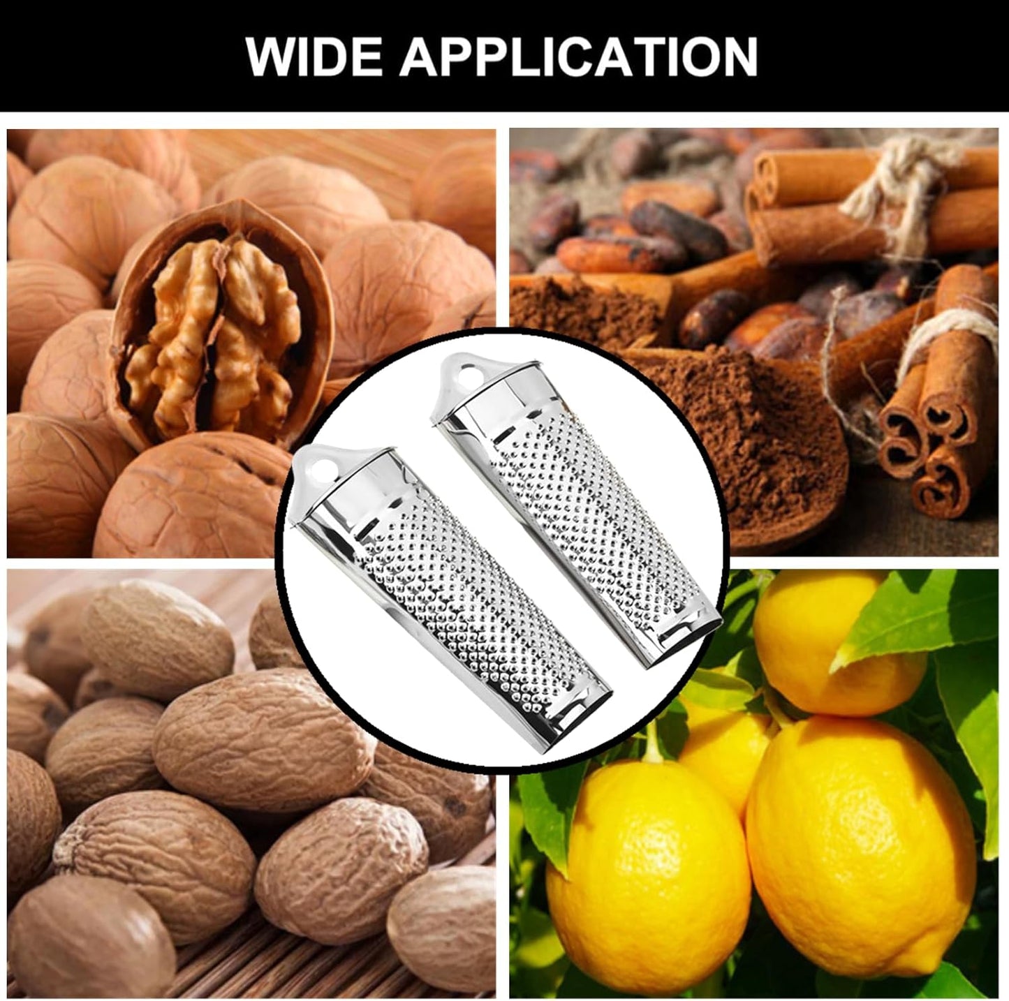 2 Pcs Ginger Grater Multifunctional Stainless Steel Garlic Grater Lemon Tool for Kitchen, Silver