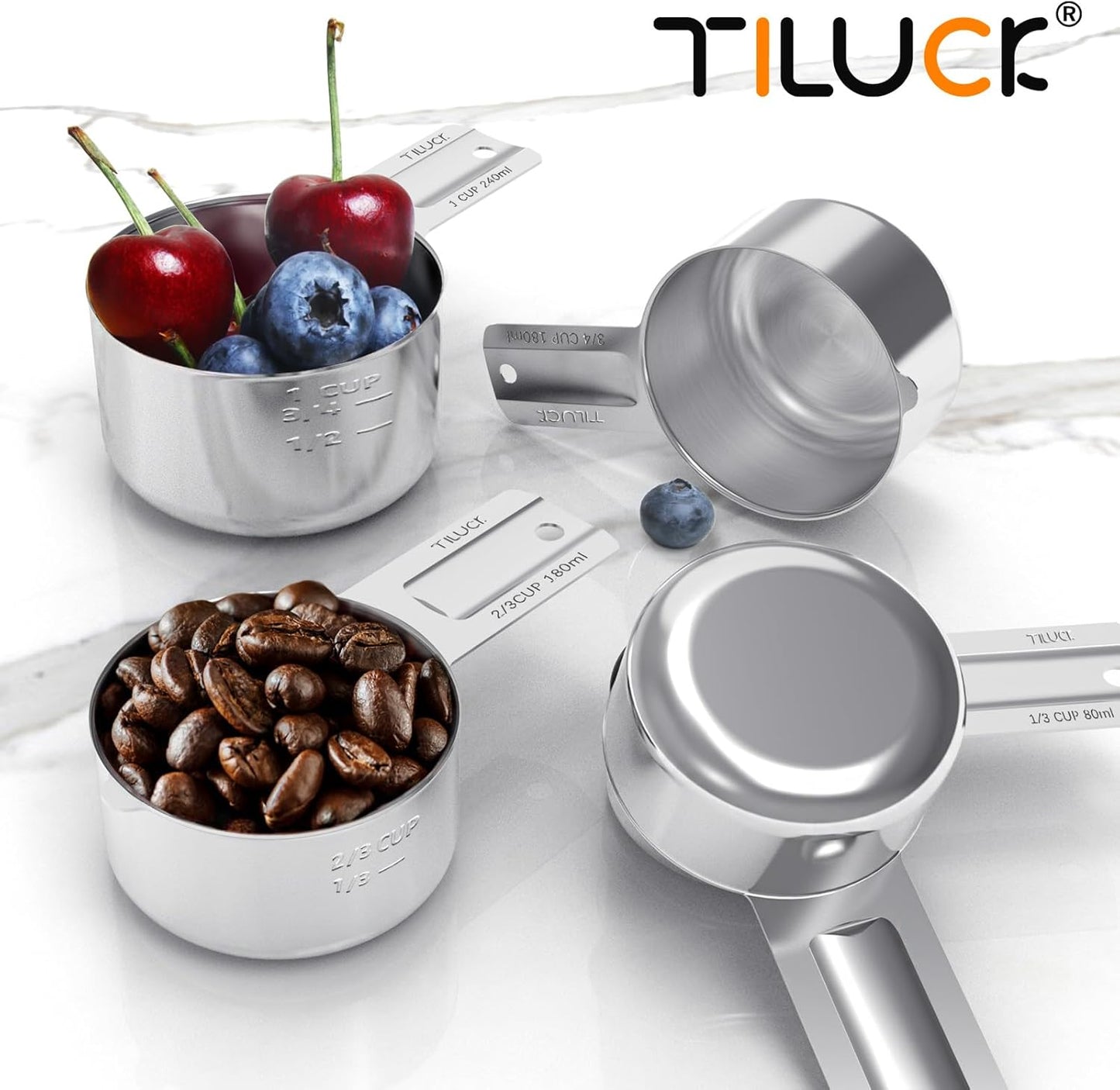 TILUCK Stainless Steel Measuring Cups & Spoons Set, Cups and Spoons,Kitchen Gadgets for Cooking & Baking (10)