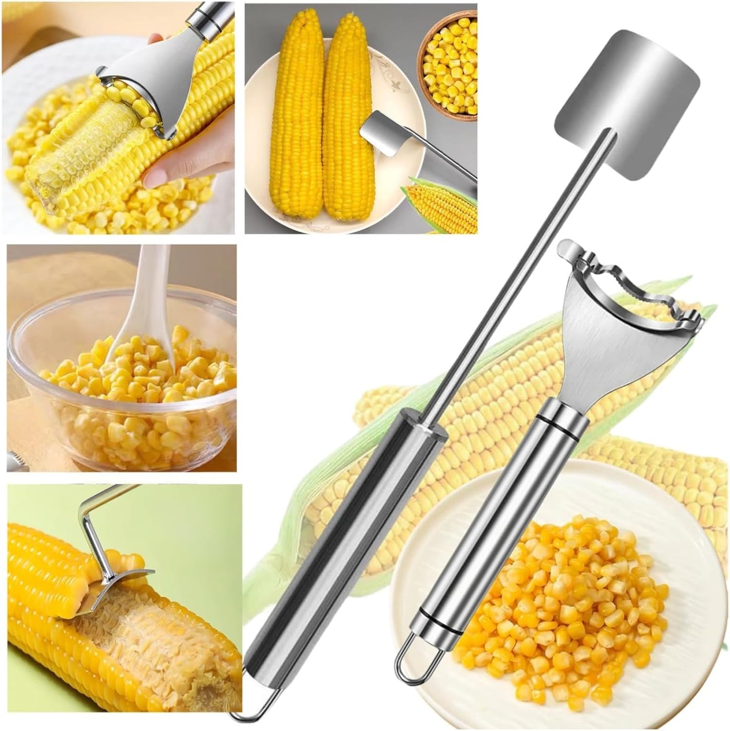 Corn Peeler 2PCS Stainless Steel Corn Peeler and Stripper Tool for quickly separating corn kernels,Ideal Gadget Tool for corn on the cob