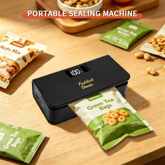 Mini Bag Sealer, 4.7" Chip Bags Heat Sealer Capper with 6 Adjustable Gears, Bag Reseal Snack Plastic Bag Heat Seal and Cutter, Portable Bag Resealer for Chips Snacks Mylar Bags (White)