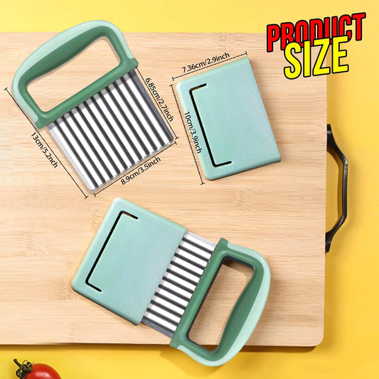 HNYYZL Crinkle Cutter,Wavy Crinkle Cutter Stainless Steel 2 PCS,Wavy Knife,Cutting Tool for Veggies,French Fry Potatoes