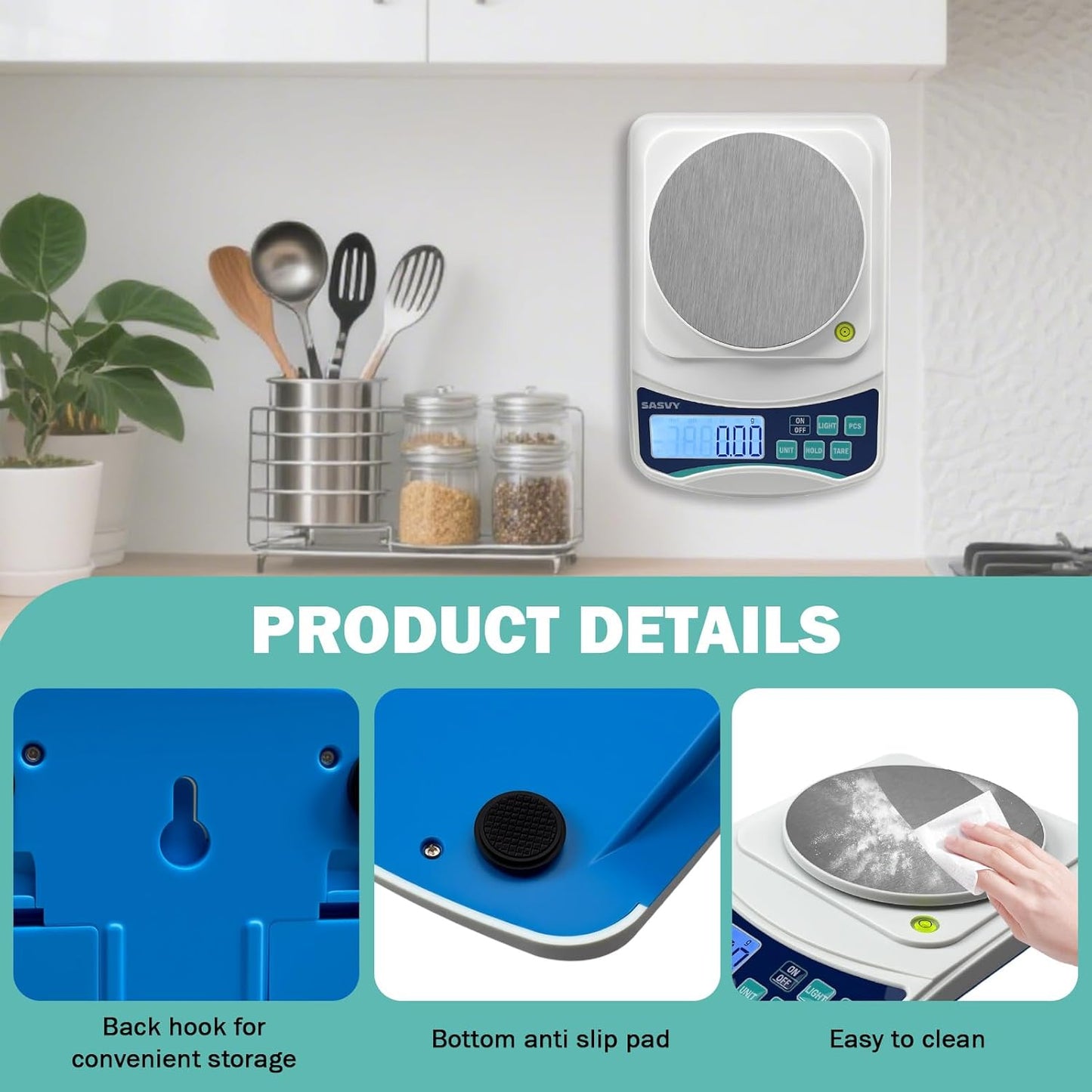 Digital Lab Scale 5000g x 0.1g oz/lb/g/kg Precision Electronic Scientific Scale Analytical Balance for Laboratory Jewelry Kitchen Includes Rechargeable Battery