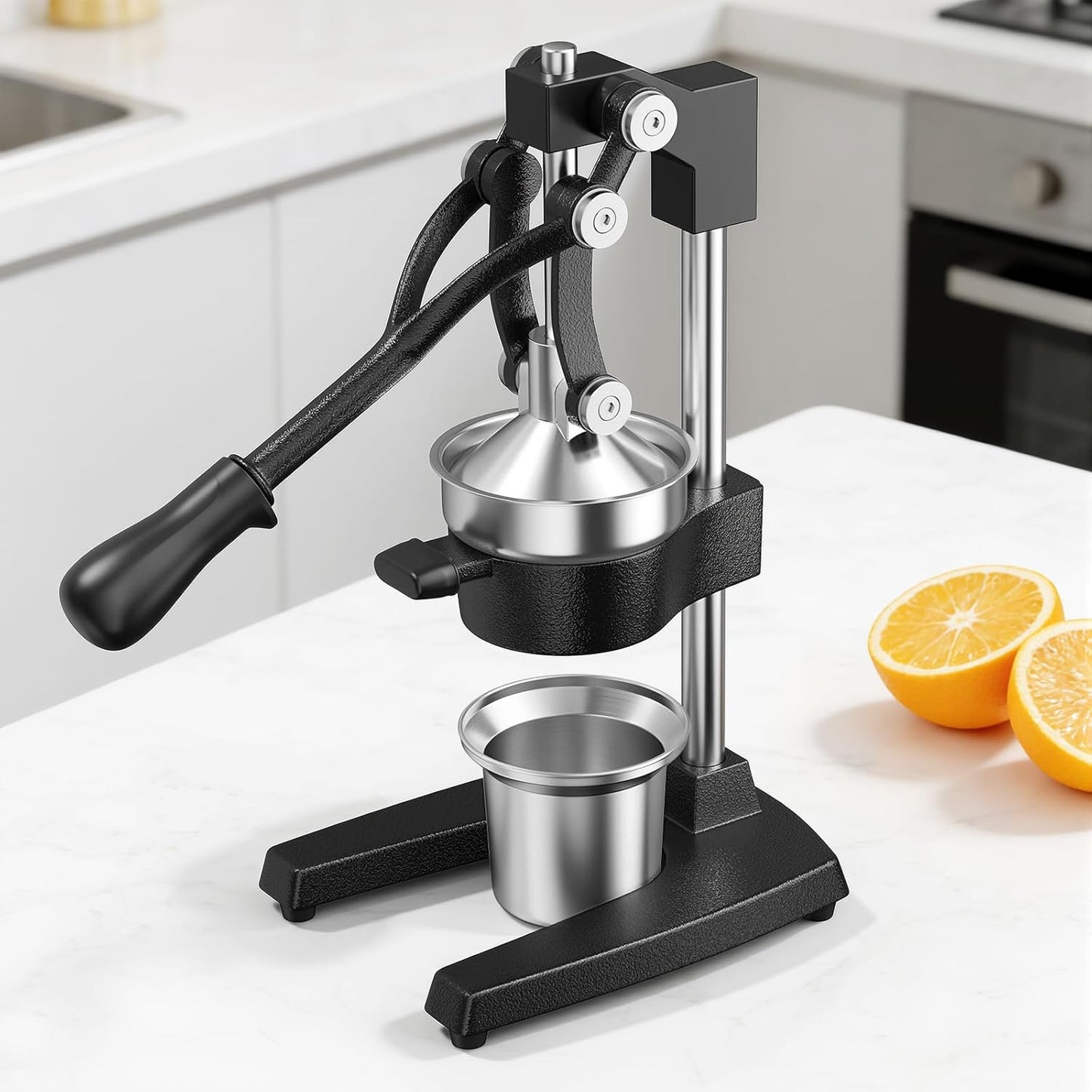 Manual Cast Iron Juicer, Commercial Hand Juicer Squeezer with Stainless Steel Cup Heavy-Duty Manual Juicer Hand Press Countertop Citrus Juice Press for Orange, Lemon, Pomegranate, Grapefruit