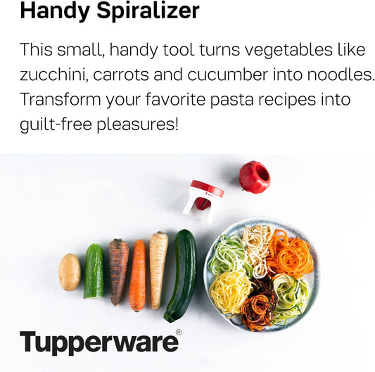 TUPPERWARE Brand Handy Spiralizer - Turns Vegetables into Veggie Spaghetti - Easy to Use & Compact - Dishwasher Safe & BPA Free