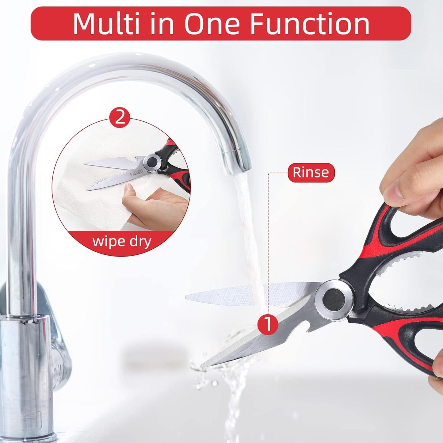 Kitchen Scissor For General Use 2-Packs,Heavy Duty Kitchen Raptor Meat Shears,Dishwasher Safe Cooking Scissors,Stainless Steel Multi-function Scissors For Food,Chicken,Poultry,Fish,Herbs
