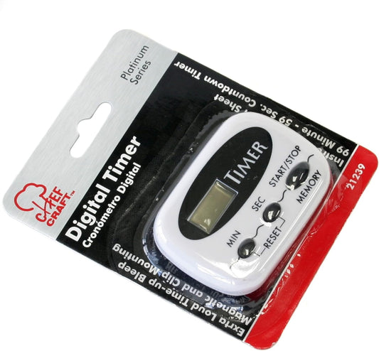 Chef Craft Select Digital Timer, 1 Piece 2.5 Inch, White