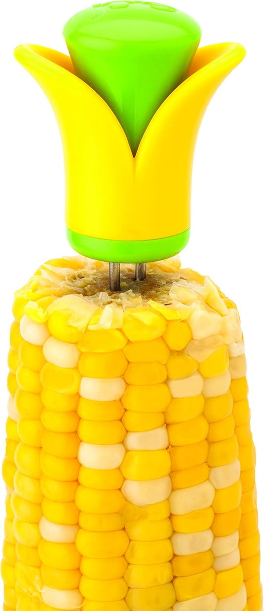 Joie Corn Cob Stripper, Durable Stainless Steel Blades, Secure Contoured Grip, Compact Peeler Cuts in Both Directions to Remove Kernels, Cute Kitchen Gadget, Great Canning Tool