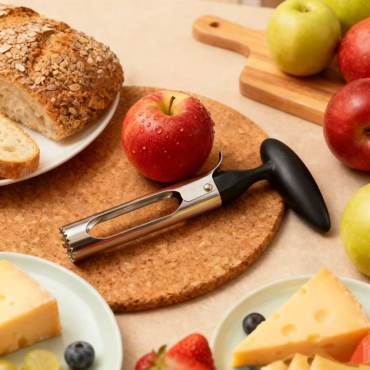 Apple Corer, Apple Corer Tool, Apple Core Removal is easy to use and clean, with sharp stainless steel serrations for quick core removal.