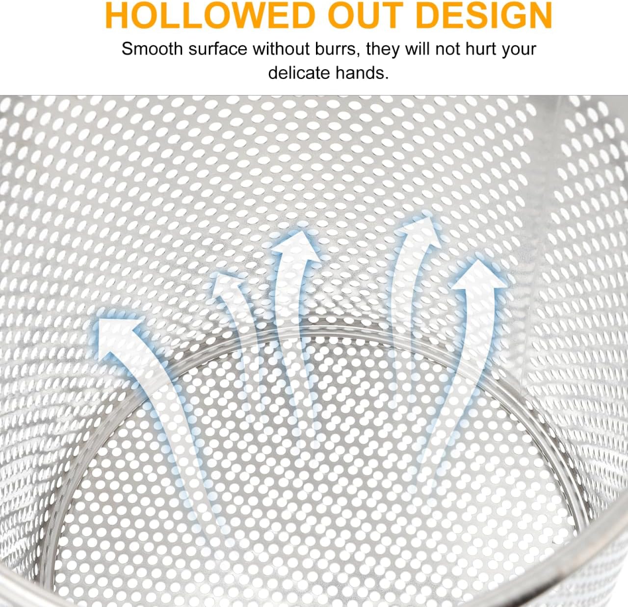 Angoily Mesh Pasta Strainer 1 Gal Stainless Steel 6.5" Deep Noodles Basket Hot Pot Colander with Wooden Handle 3.7L Boiling Spider Strainer for Cooking Dumpling Vegetable Food