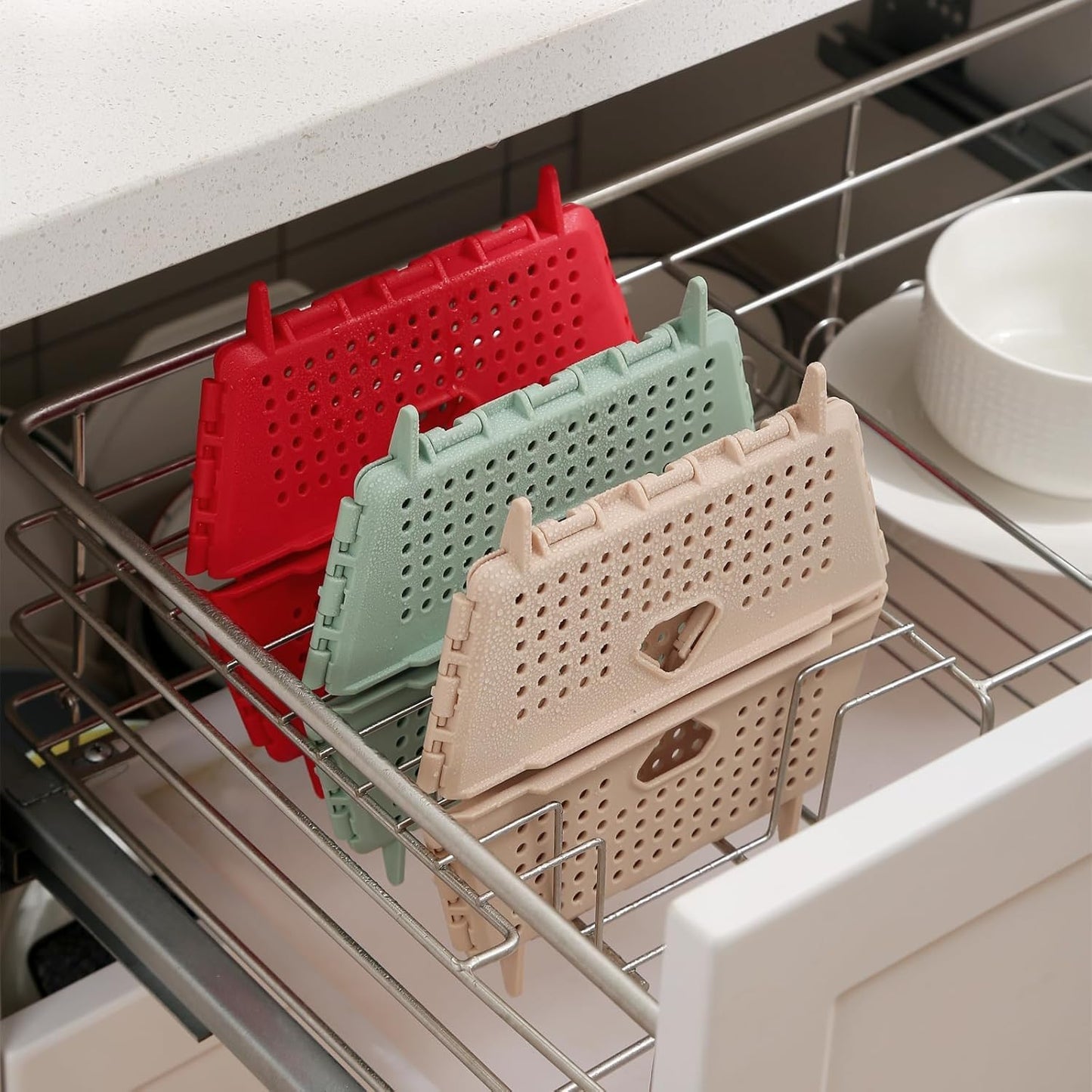 Thickened Collapsible multifunctional Colander for Kitchen, Wash Foldable Storage Drain basket for Pasta, Fruit, Vegetables, snack,Berry Space-Saving ,RV camper, Tabletop storage organization basket