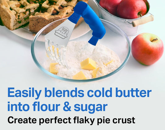 Pastry Cutter Tool - Heavy Duty Stainless Steel Pastry Blender, Comfortable Handle, Dishwasher Safe, Perfect Flaky Pie Crust & Biscuits - Blue