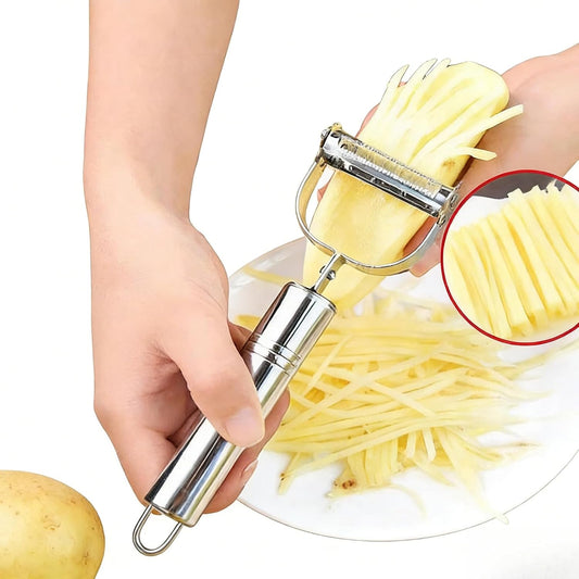 2-Pack Dual Blade Kitchen Peelers, Stainless Steel Y Peeler & Serrated Fruit Peeler Set for Potatoes, Carrots, Tomatoes, Cucumbers, Melons and More