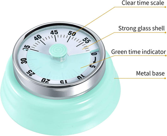 Kitchen Timer, Kitchen Countdown Cooking Reminder No Battery Required Magnetic Time Management Timer, Xmas Gift, Green