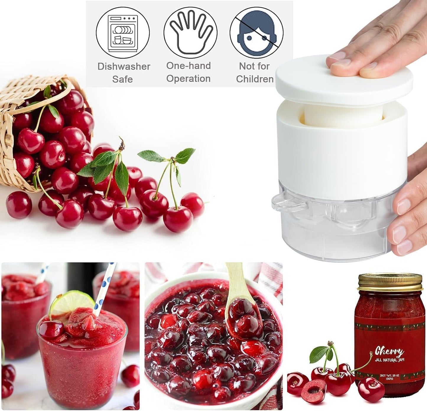 Cherry Pitter - Olive And Other Fruit Tools, Cherry Pitter With a Space-Saving Lock(BLACK)