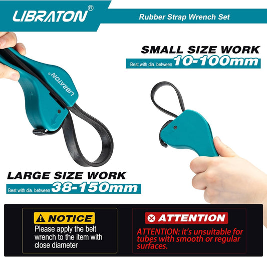 LIBRATON Strap Wrench 2-piece Multifunctional Adjustable Wrench Tools Oil Filter, Jar Opener