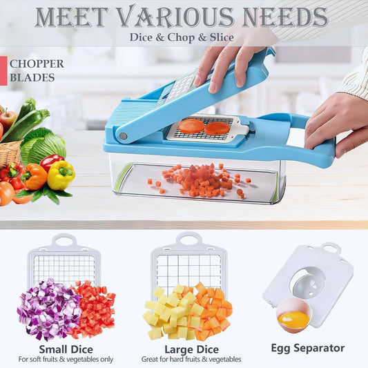 Dewpeton Pro-Series 20-in-1 Mandoline Slicer & Spiralizer, Veggie Chopper with Container, Home Essential Kitchen Gadget
