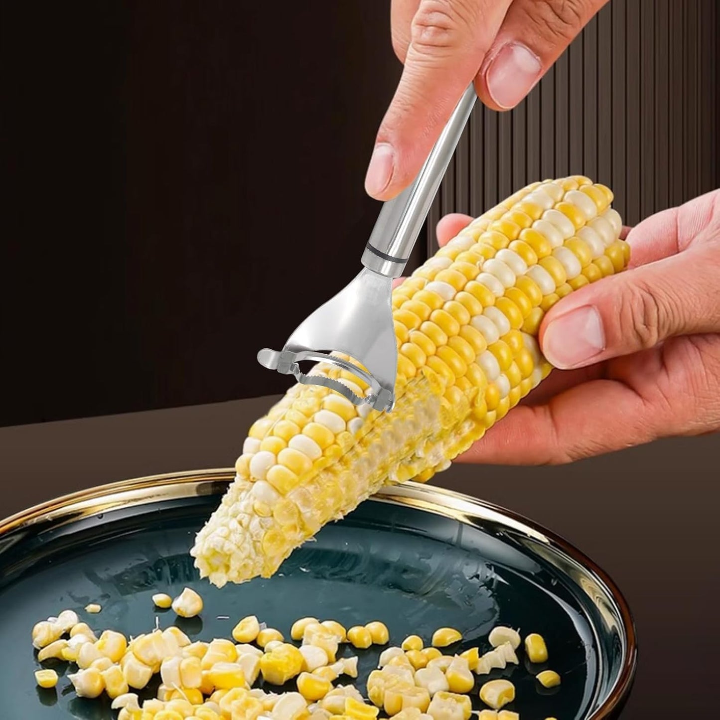 2 Packs Corn Peeler Stainless Stee Corn Cob Stripper Tool Corn Thresher from the Cob, Removes Corn Kernels From Corn Cobs