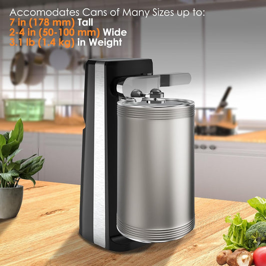 Davivy Electric Can Opener - One-Touch Hands-Free Operation,Removable Stainless Steel Cutter, 3-in-1 Design with Knife Sharpener&Bottle Opener(Blue)