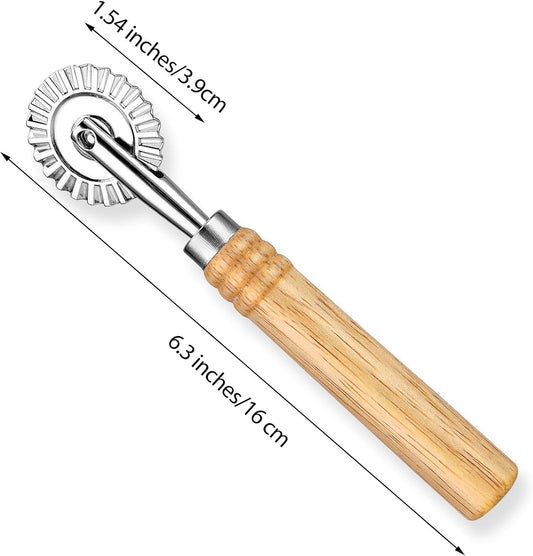 Pastry Cutter, Dough Stamp Cutter/Crimper, Pastry Wheel Cutter Tool, Stainless Steel Pasta Cutters Wheel with Wooden Handle for Home and Kitchen Use, 1.54inch