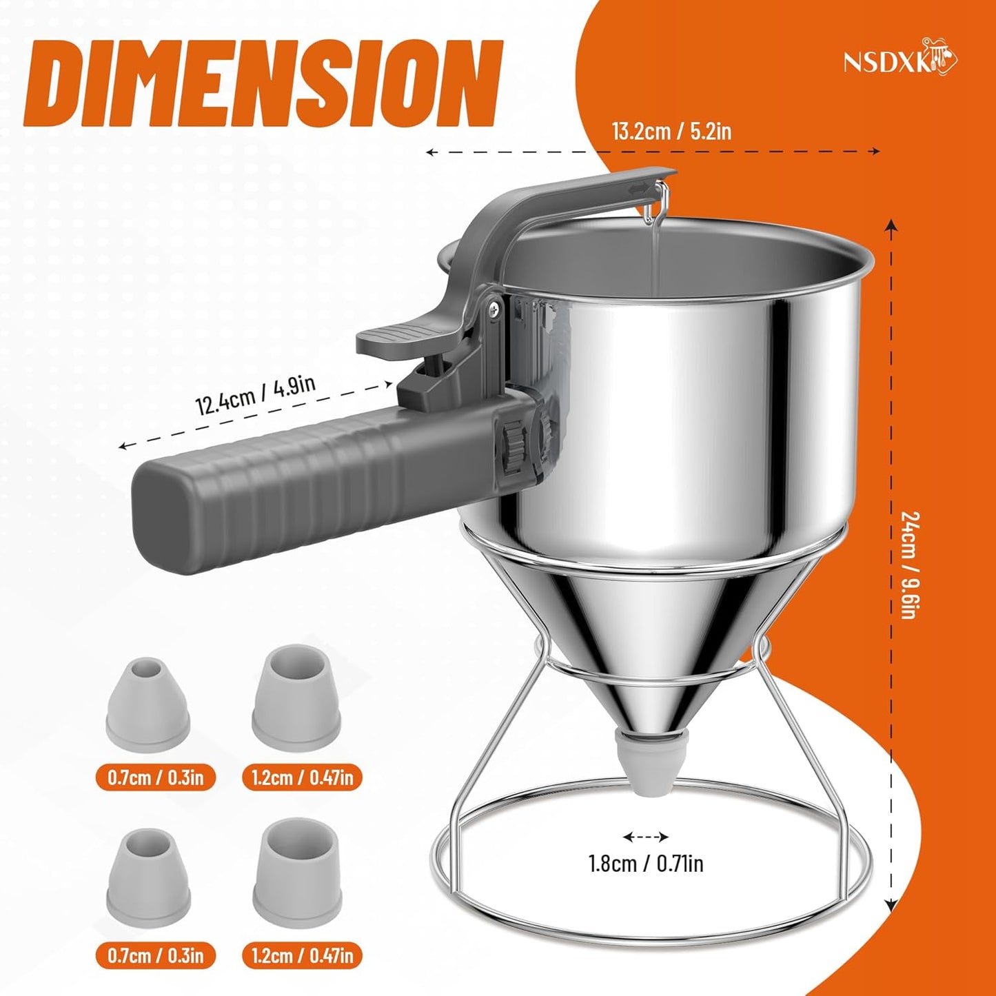 40oz Pancake Batter Dispenser, Stainless Steel Cake Dispenser with Stand, Great for Pancakes, Cupcake, Waffle or Any Baked Goods, Durable, Leak-Free, Space Gray