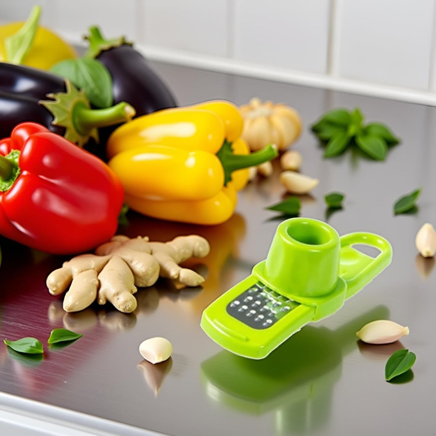 Green Multifunction Ginger Grater Tool Mini Grater Nutmeg Grinder Garlic, Kitchen Manual Fruit Vegetable Nuts Chopper Grinder Garlic Presses Kitchen Utensils and Gadgets