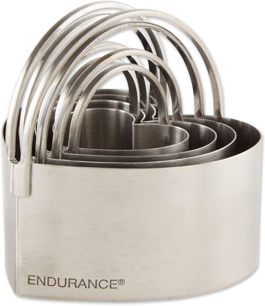 RSVP International Endurance Round Biscuit Cutters - Stainless Steel, Set of 4 | Nest for Easy Storage | For Cutting Thick or Thin Dough | Professional | High Handle Arch