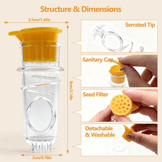 2 Pcs Lemon Squeezer Manual Lime Juice Extractor Clear with Lid Handheld Screw in Lemon Squeezer Citrus manual Juicer Portable Compact Juice Extractor for Citrus Fruits Cocktails Cooking