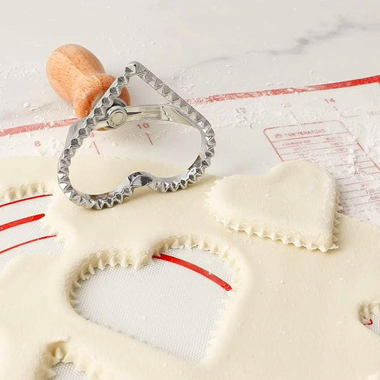 Ravioli Pasta Cutter Wooden Handle Ravioli Mold,One Square and One Round Suitable for Ravioli, Pasta, Biscuits, Etc