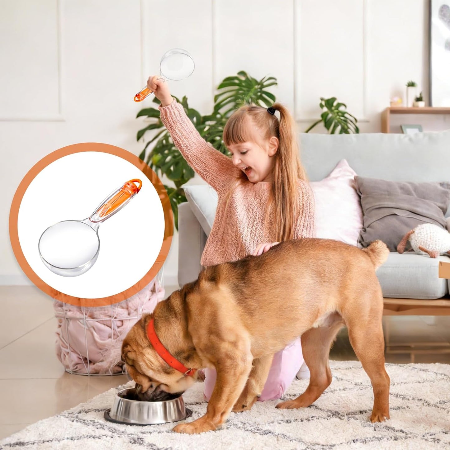 Dog Food Scoop 1 Cup, Dog Food Measuring Cup with Detachable Handle, 3-in-1 Multi-Function Scoop for Cats Dogs(1 Pack)