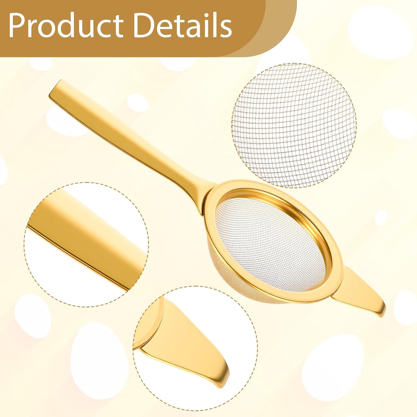 2.2" Mini Tea Sifter, 30 Fine Mesh Strainer Stainless Steel Small Sifters Loose Leaf Matcha Sifter with Handle and Base for Loose Tea Coffee Cocktail