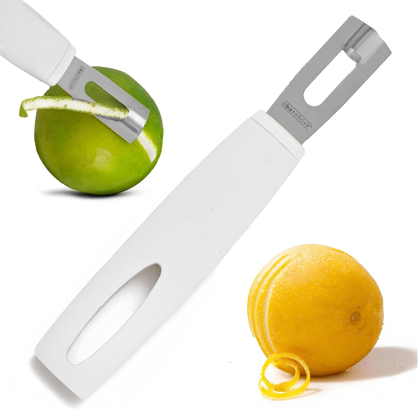 A Bar Above Black Handle Stainless Steel Channel Knife, Chef-Grade Citrus Garnish Tool, Zester and Fruit Peeler for Cocktails, Culinary Presentation, and Kitchen Use