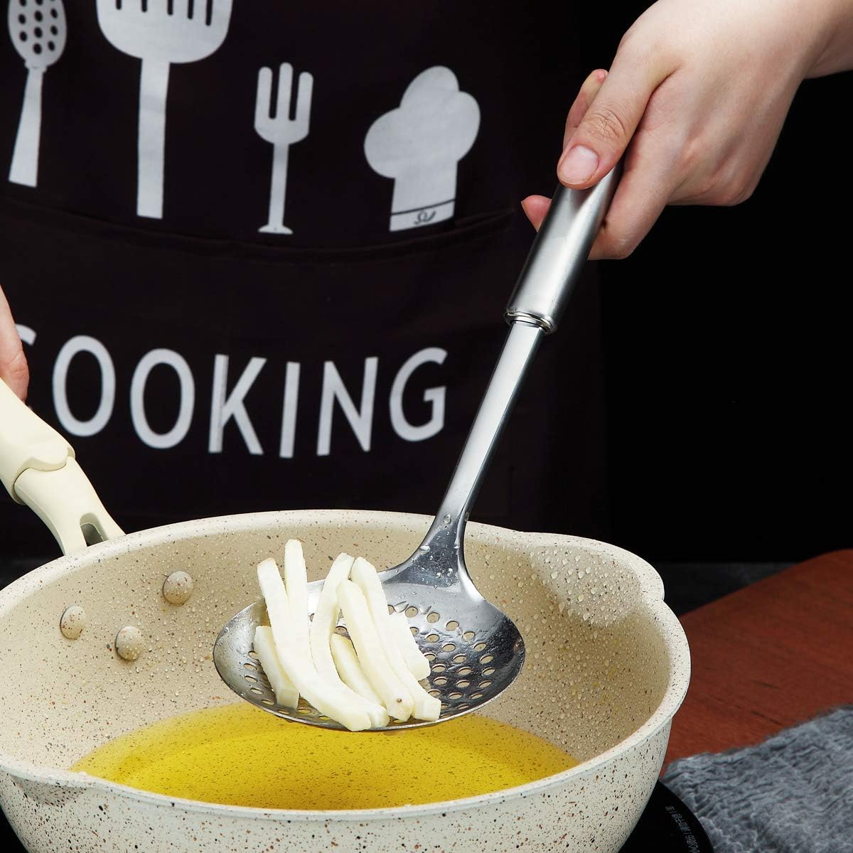 Berglander Stainless Steel Cooking Skimmer - Slotted Spoon for Straining, Ideal for Kitchen Use