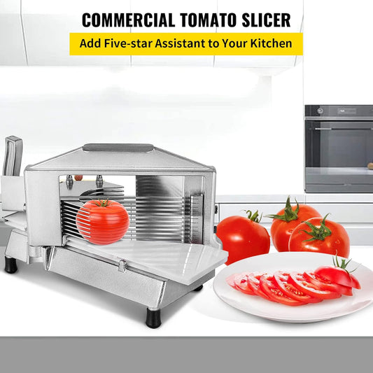 VEVOR Commercial Tomato Slicer, 1/4 inch Tomato Cutter Slicer, Stainless Steel Heavy Duty Cutter Machine, Manual with Non-slip Feet, for Cutting Tomatoes, Cucumbers, Bananas
