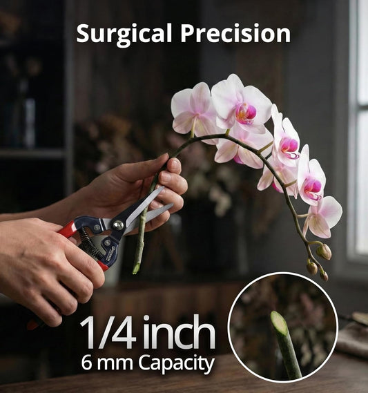 Gardeness Stainless Steel Pruning Snips with Serrated Blade, Adjustable Joint Screw Micro-Tip Garden Scissors for Harvesting Herbs, Fruit, and Floral Arranging, Corrosion-Resistant & Made in Taiwan