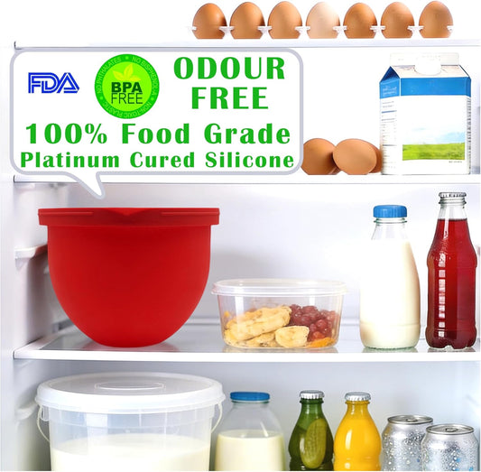 Food Grade Silicone Bowl Liner with Lid for Kitchen Mixer Tilt-Head Aid 4.5-5 Qt Salad Mixing Bowl, Quick Replace Thick Non-Stick Odour-Free BPA-Free, Ideal for Ice Cream Maker Baking Meal Prep, White