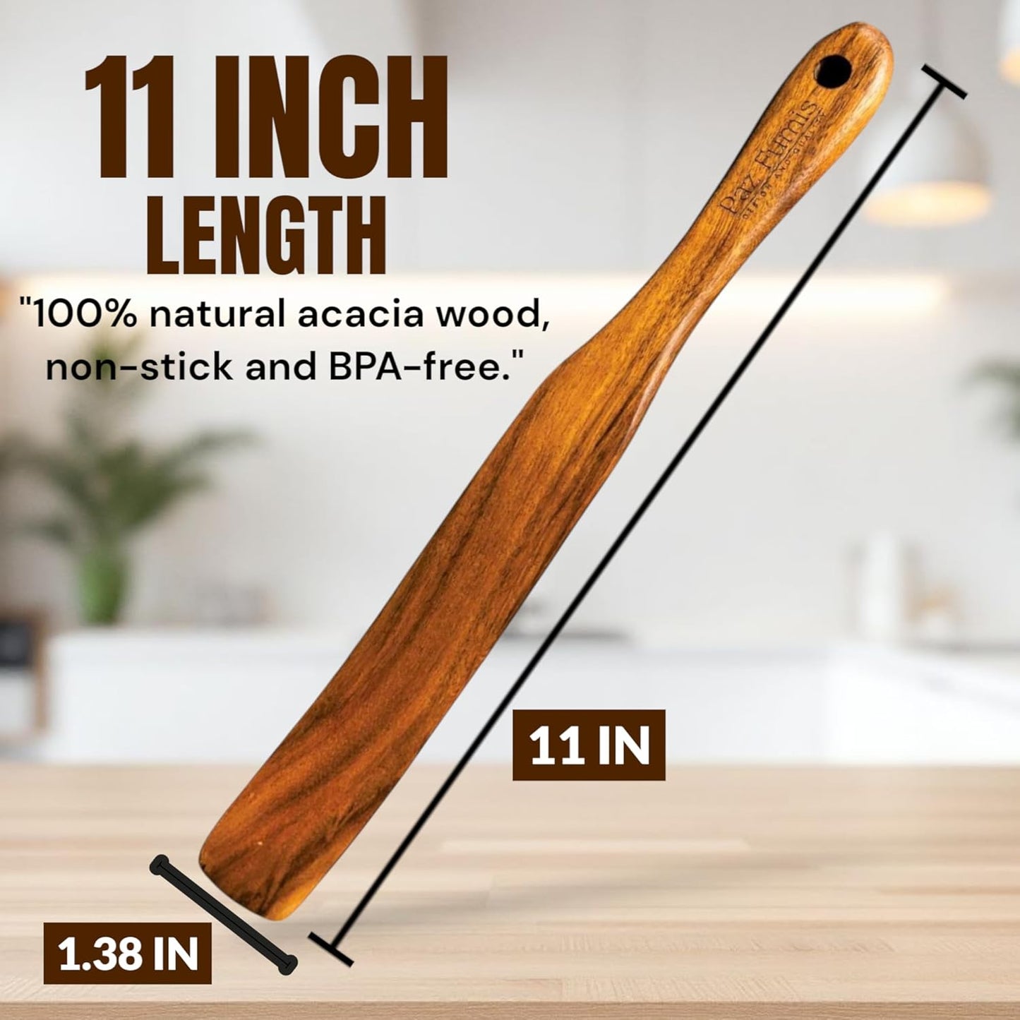 Skinny Spurtle for Sourdough Starter, Spreading, Cooking, Mixing, Reaching Bottom of Jar by Paz Fumis
