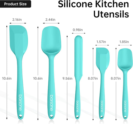 5-Piece Silicone Spatula Set - Heat Resistant 446°F Food Grade BPA Free, Nonstick Cookware Safe Dishwasher Safe Kitchen Tools for Baking, Cooking, Stirring, Multicolor.