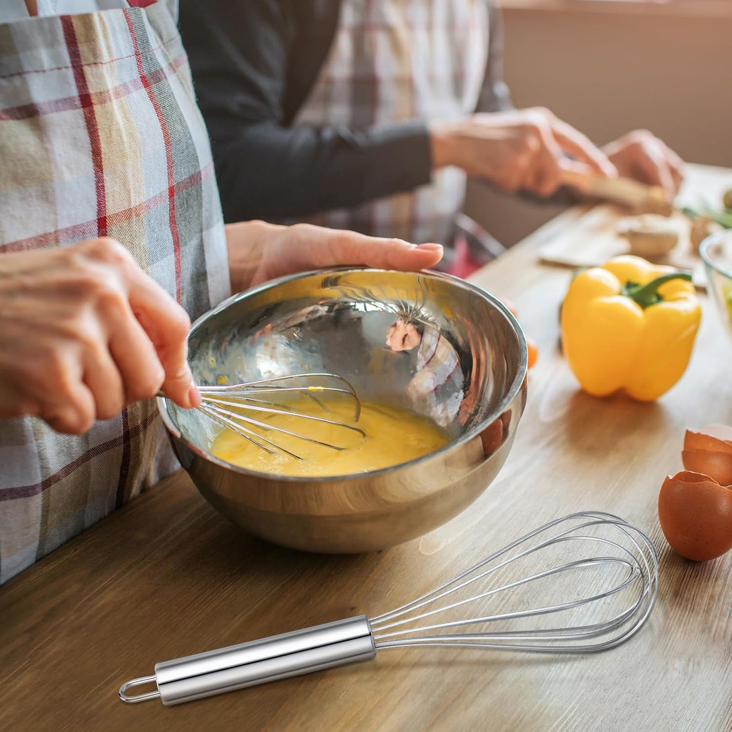 Domensi 24 Pcs 8" 10" 12" Whisks Set Kitchen Whisks for Cooking Heat Resistant Stainless Steel Balloon Wire Whisk Bulk for Non Stick Cookware Blending Stirring Valentines Day Baking