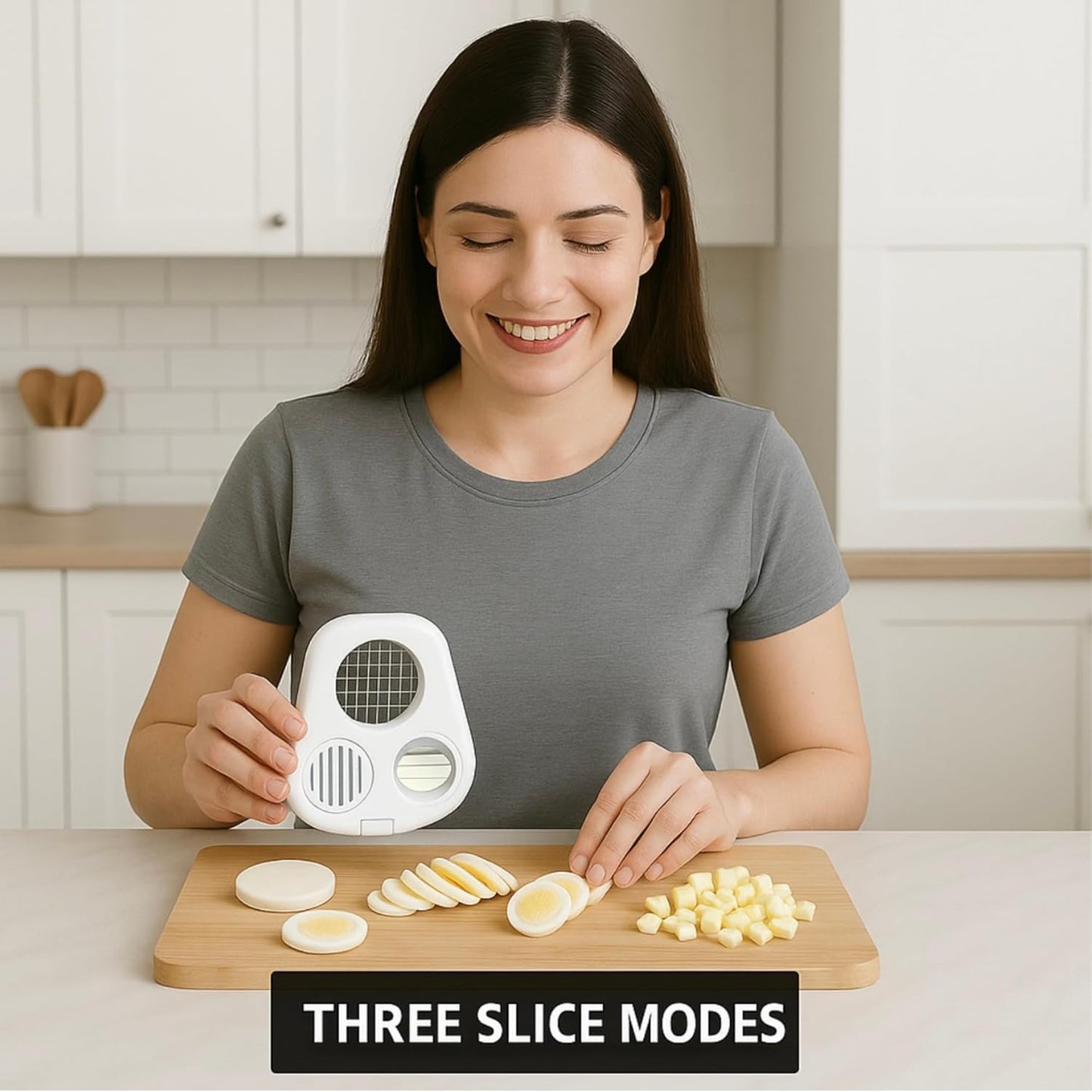 Egg Slicer for Hard Boiled Eggs – 3 in 1 Heavy Duty Stainless Steel Cutter, 3 Ways to Slice, Egg Dicer, Egg Chopper, Boiled Slicer, OXO Egg Slicer Alternative, Metal Egg Cutter