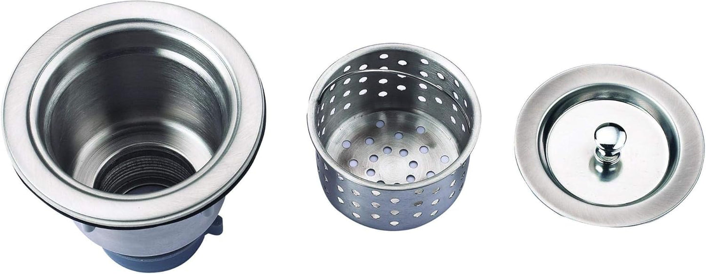 Miseno MNOSTR61 Universal Kitchen Sink Drain with Removable Colander Strainer - Stainless Steel