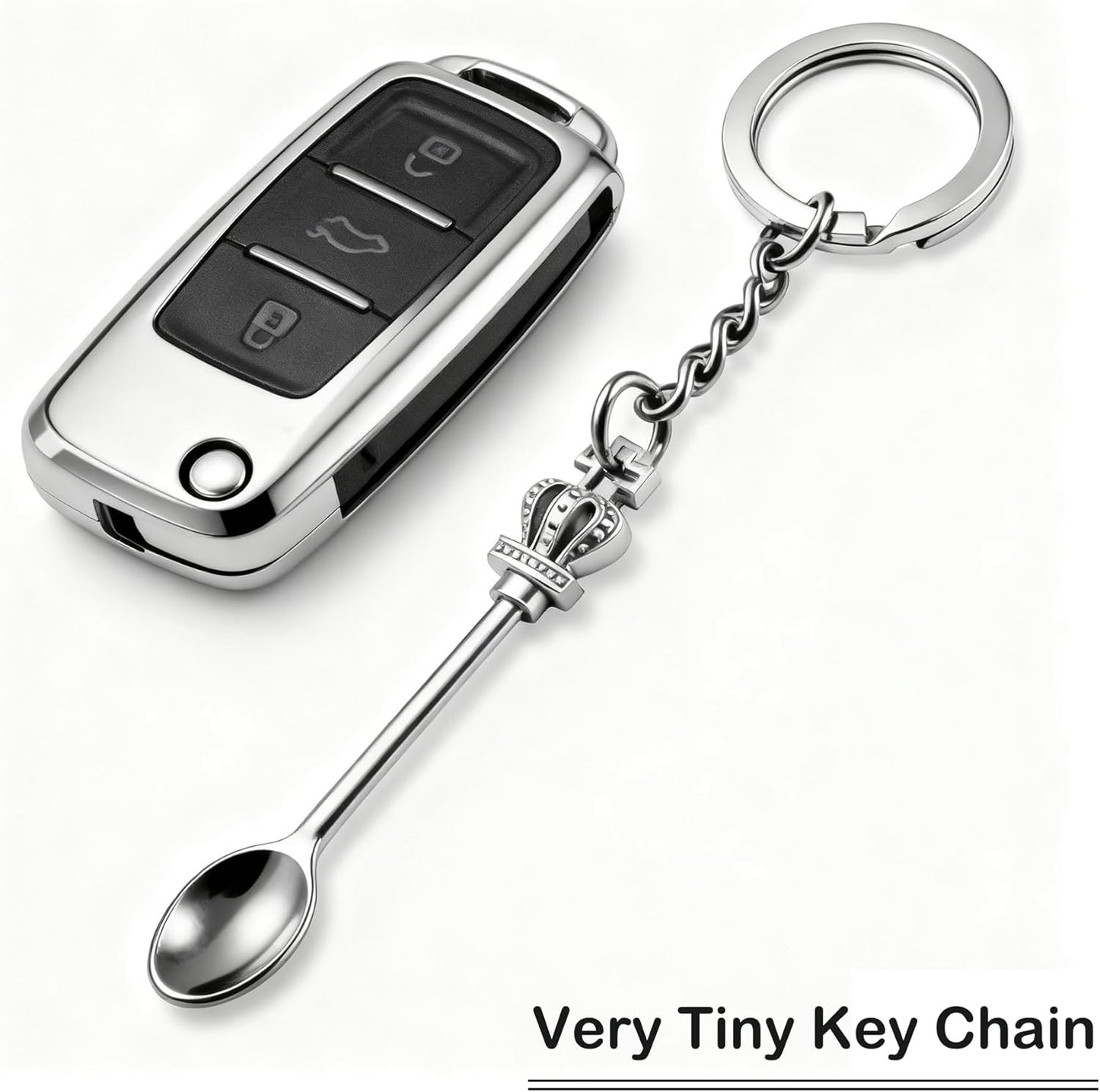 8 Pack Small Measuring Tools Spoon Keychain with Split Key Rings, Metal Mini Powder Spoons for Medicine, Pill Bottle, Craft, Partty (Multicolor, Tiny)