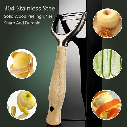 Vegetable Peelers For Kitchen,Stainless Steel Potato Peelers,Swivel Fruit Peeler Featuring Sharp And Durable Blades,Can Be Quickly Peeled,Ergonomic Solid Wood Anti Slip Handle
