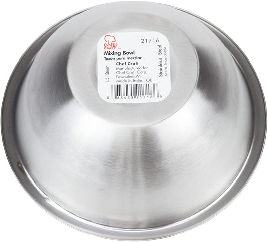 Chef Craft Brushed Mixing Bowl, 8-Quart, Stainless Steel