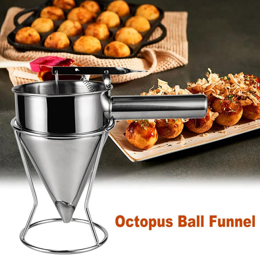 Gavigain Pancake Batter Dispenser, Stainless Steel Funnel Cake Dispenser with Stand Baking Tools for Cake Pancakes Cupcakes Muffins Crepes Waffles Takoyaki