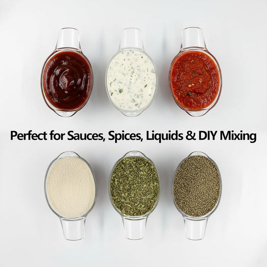 3 Pack 2 Ounce Measuring Cups, Food-Grade Plastic Small Measuring Cup for Hair Color, Hot Tub Chemicals & DIY Mixing, Mini Ounce Measure Cup with Easy-Read Markings