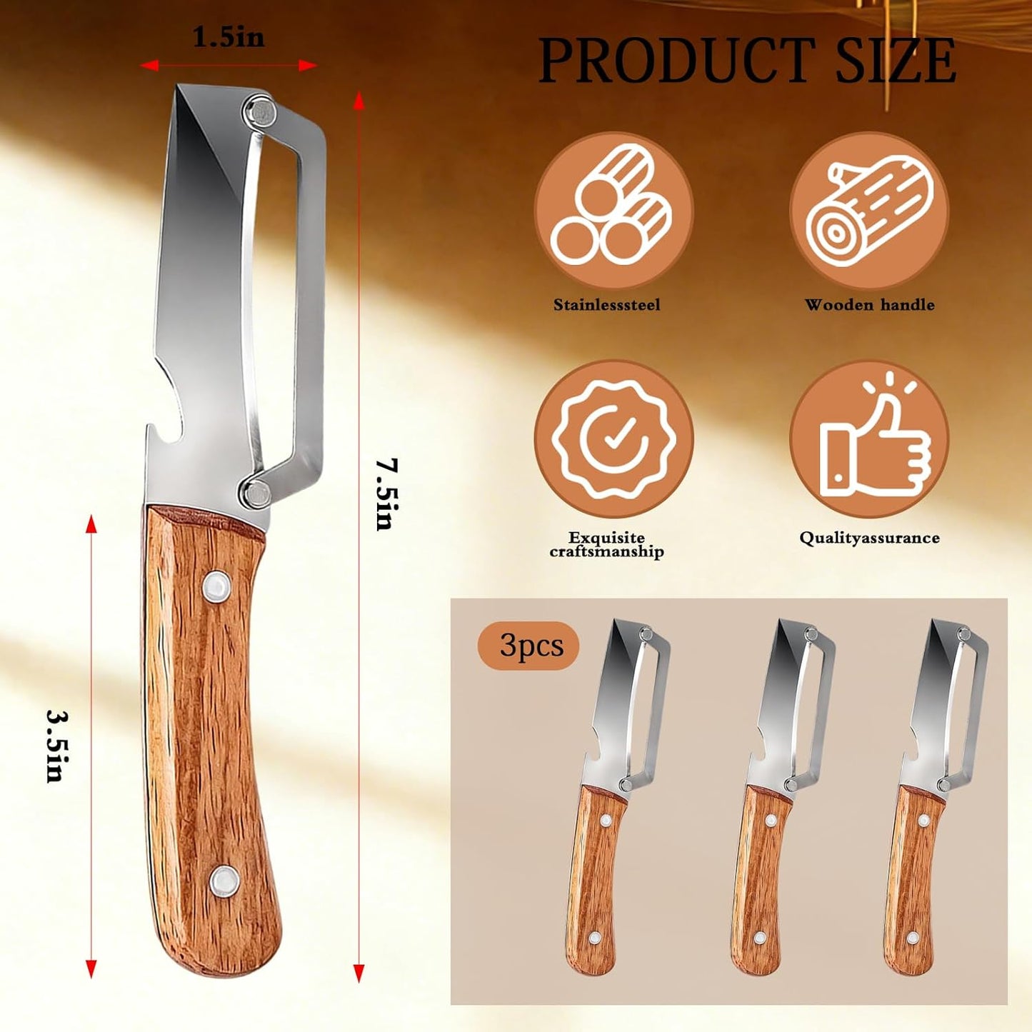 Multifunctional Vegetable Peeler For Kitchen With Ergonomic Wood Handle, 2 In 1 Stainless Steel Fruit Peeler With Bottle Opener, Can Easily Peel Fruits And Vegetables And Open Bottle Caps (3)